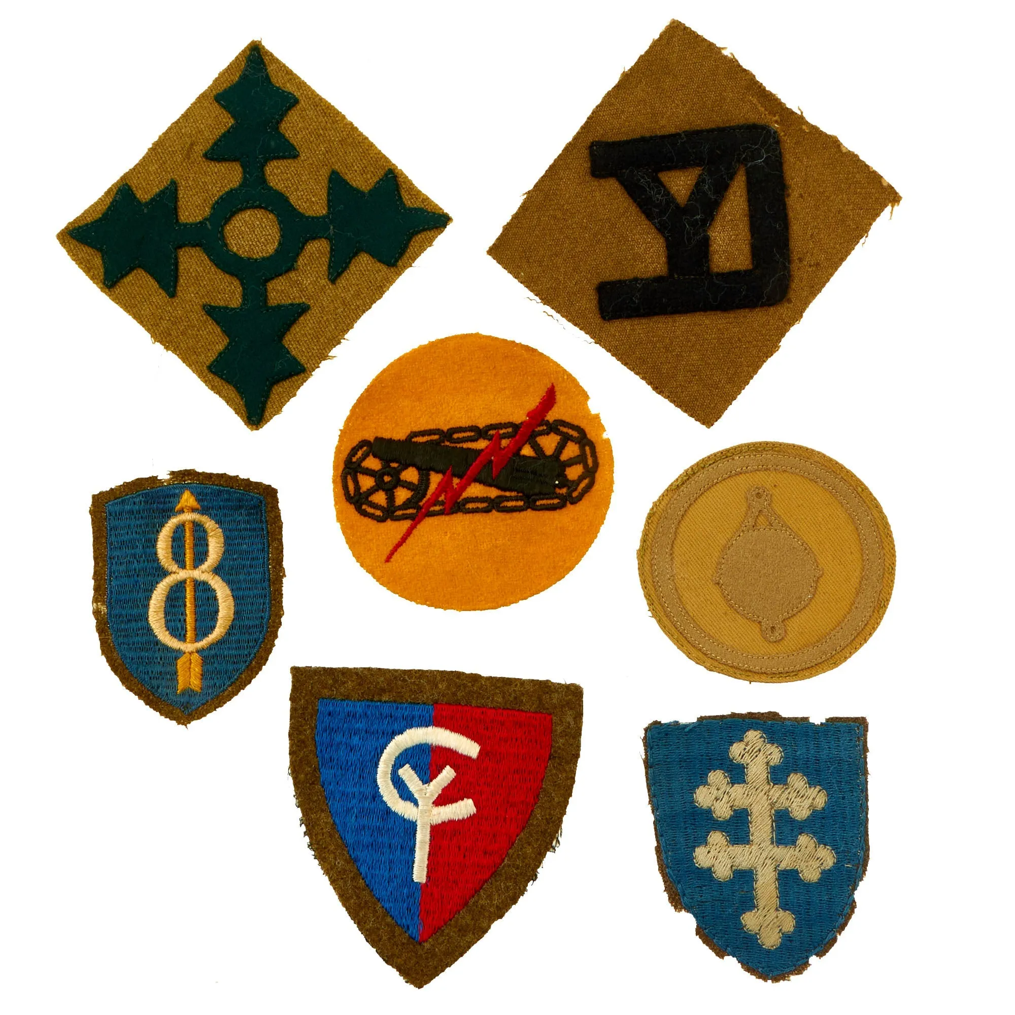 Original U.S. WWI to WWII Chevron and Shoulder Sleeve Insignia Patch Lot - 30 Items