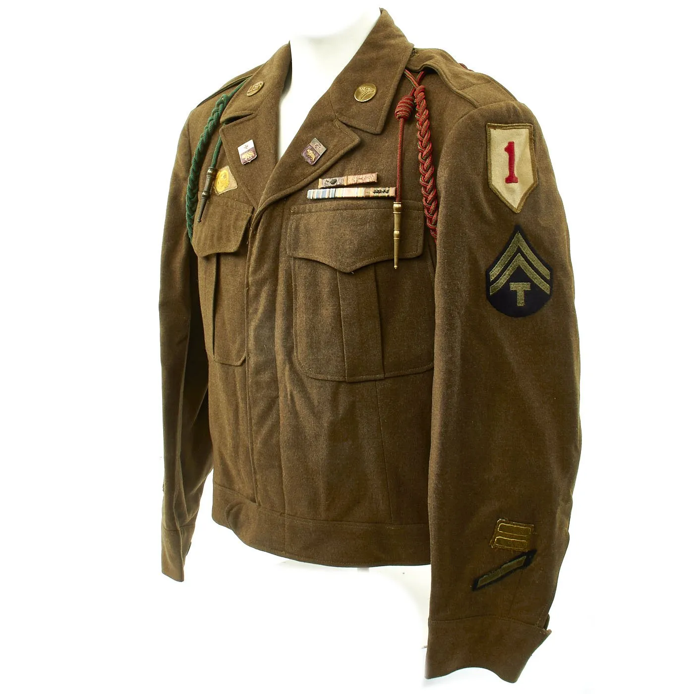 Original U.S. WWII 1st Infantry Division Ike Jacket with Bag- 1st Medical Battalion