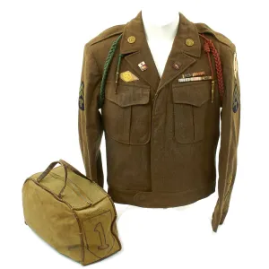 Original U.S. WWII 1st Infantry Division Ike Jacket with Bag- 1st Medical Battalion