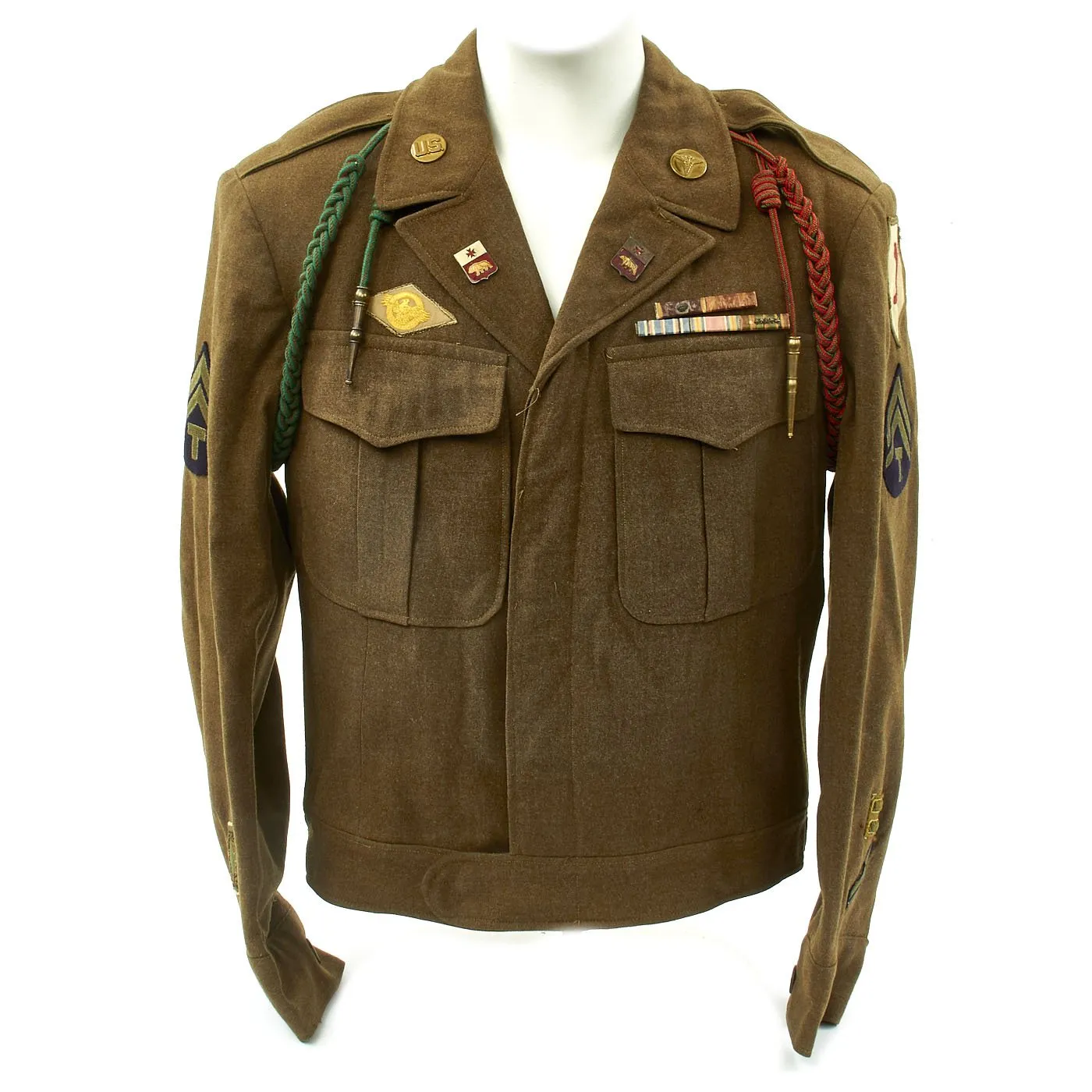 Original U.S. WWII 1st Infantry Division Ike Jacket with Bag- 1st Medical Battalion