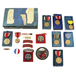 Original U.S WWII 508th Parachute Infantry Regiment 82nd Airborne Insignia and Medal Grouping