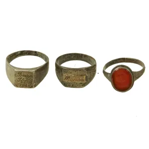 Original U.S. WWII Souvenir Ring Set - Bari Italy 1944, Manila 1945 & 90th Infantry Division