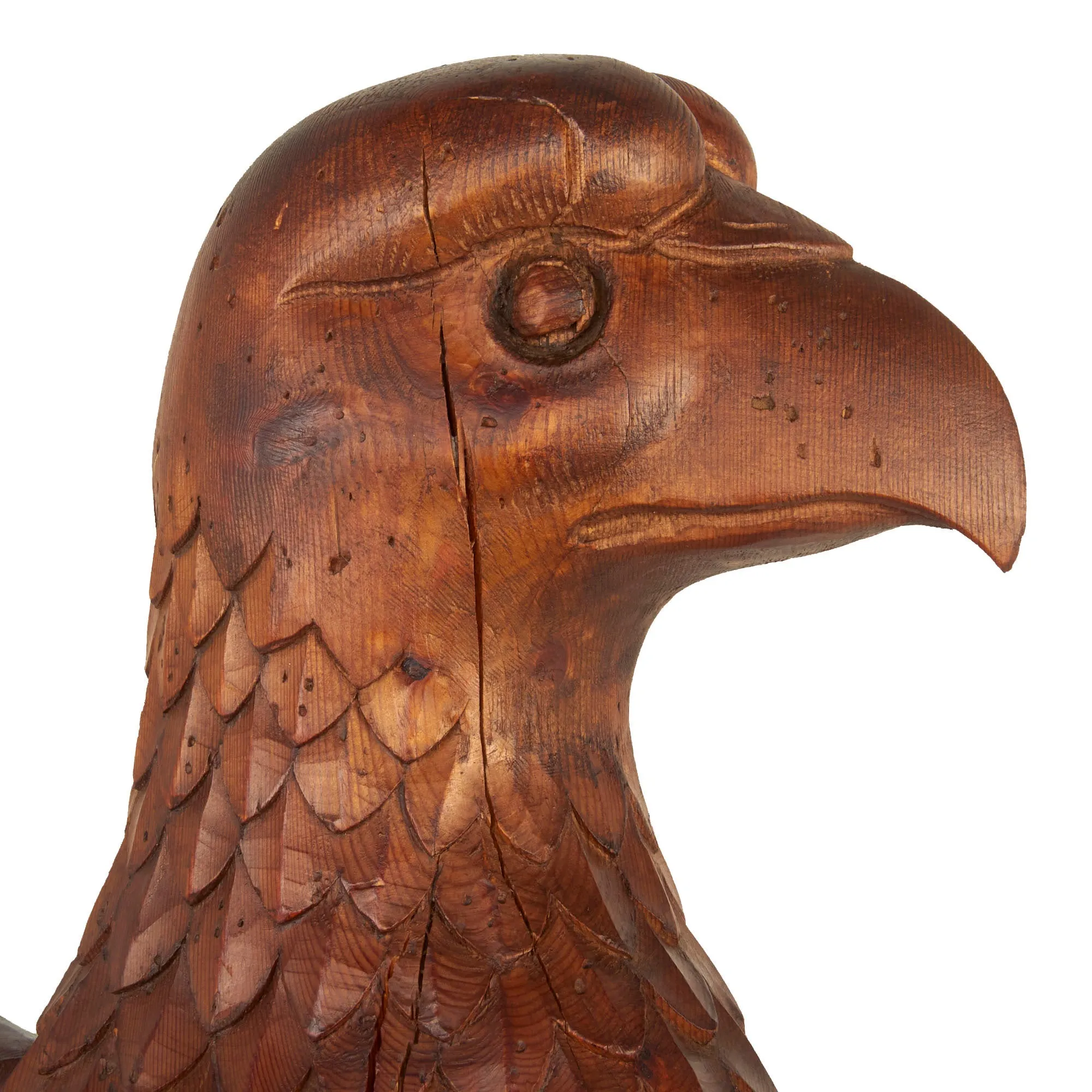 Original WWII German Army Eagle Carved Wooden Reichsadler- 43 Inches Tall