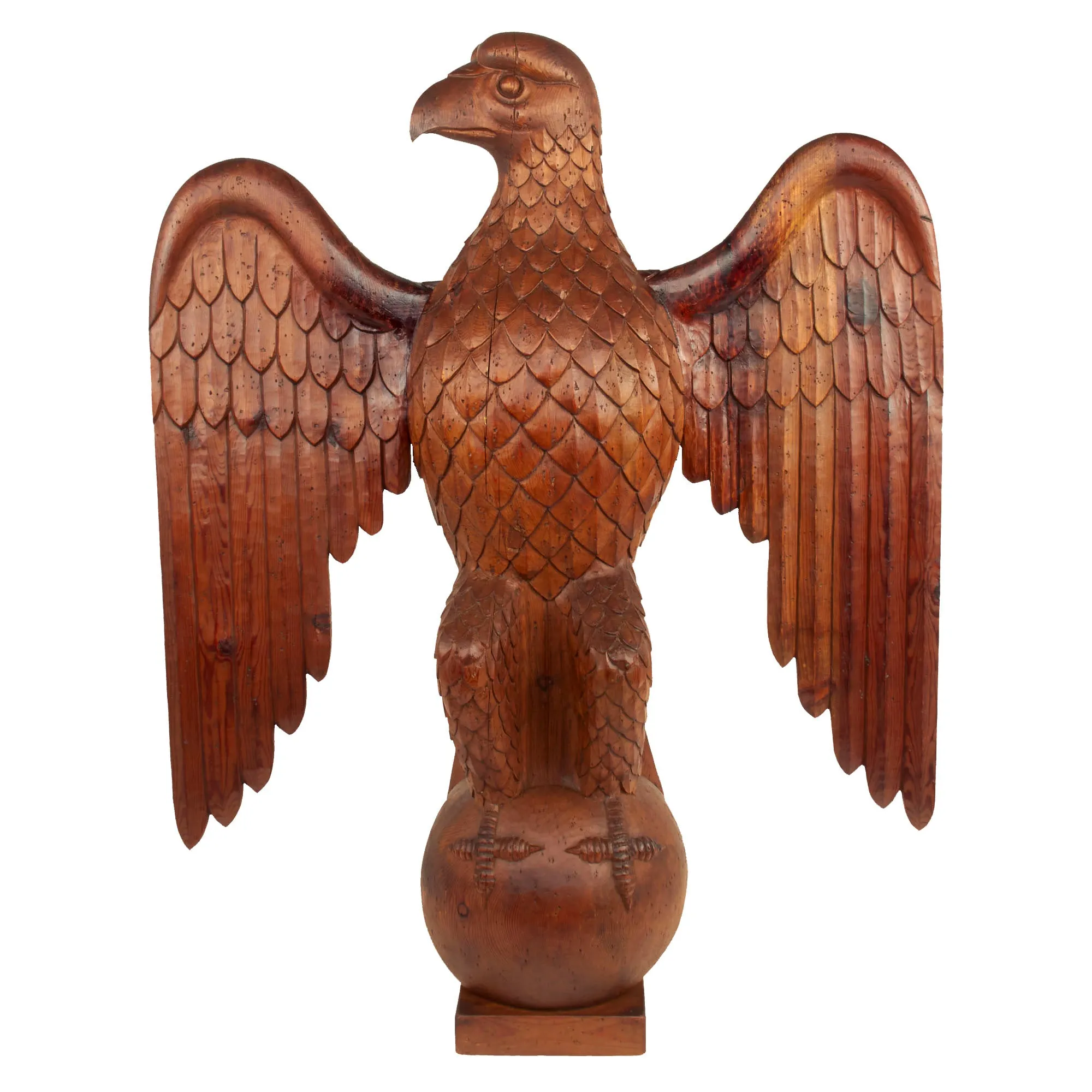 Original WWII German Army Eagle Carved Wooden Reichsadler- 43 Inches Tall
