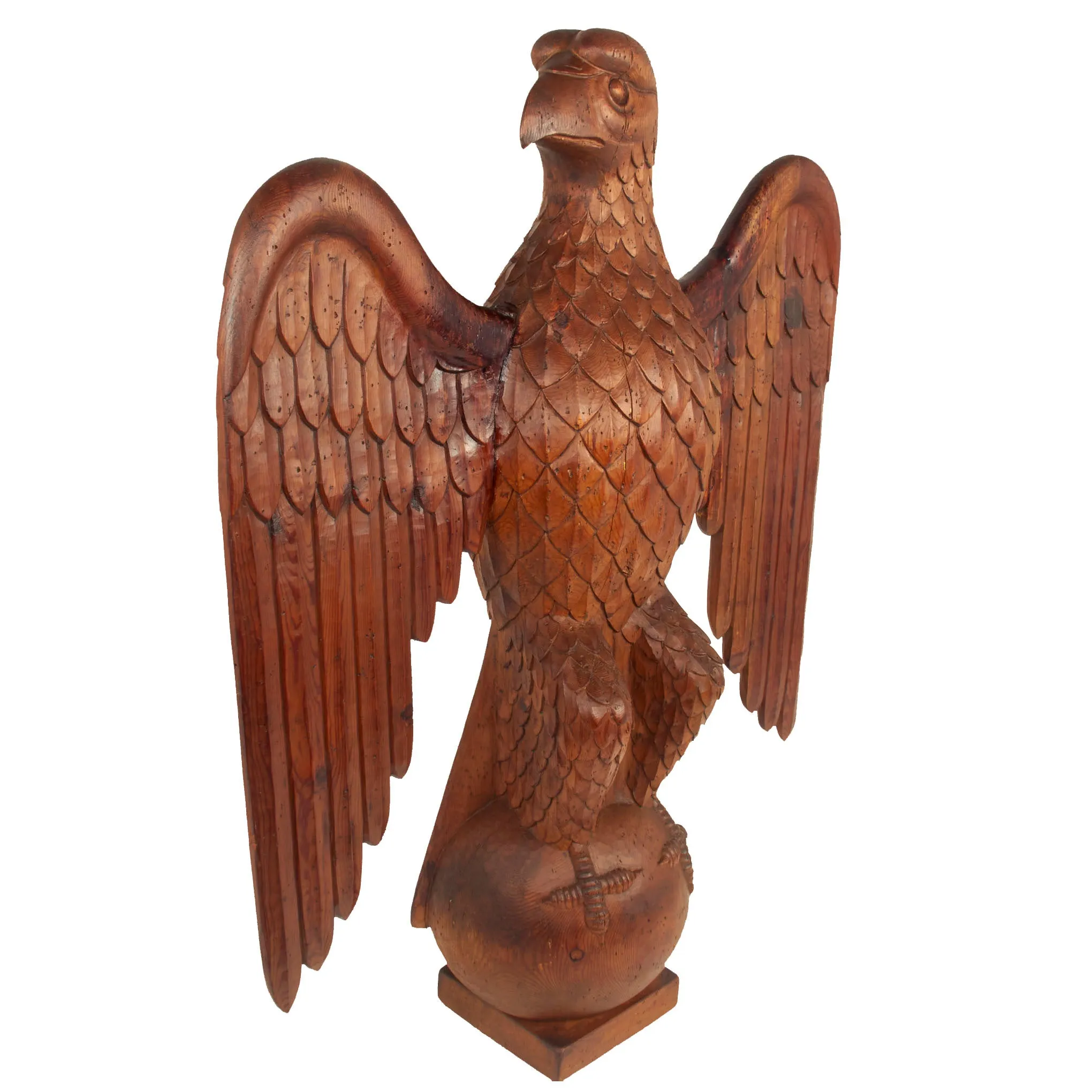 Original WWII German Army Eagle Carved Wooden Reichsadler- 43 Inches Tall