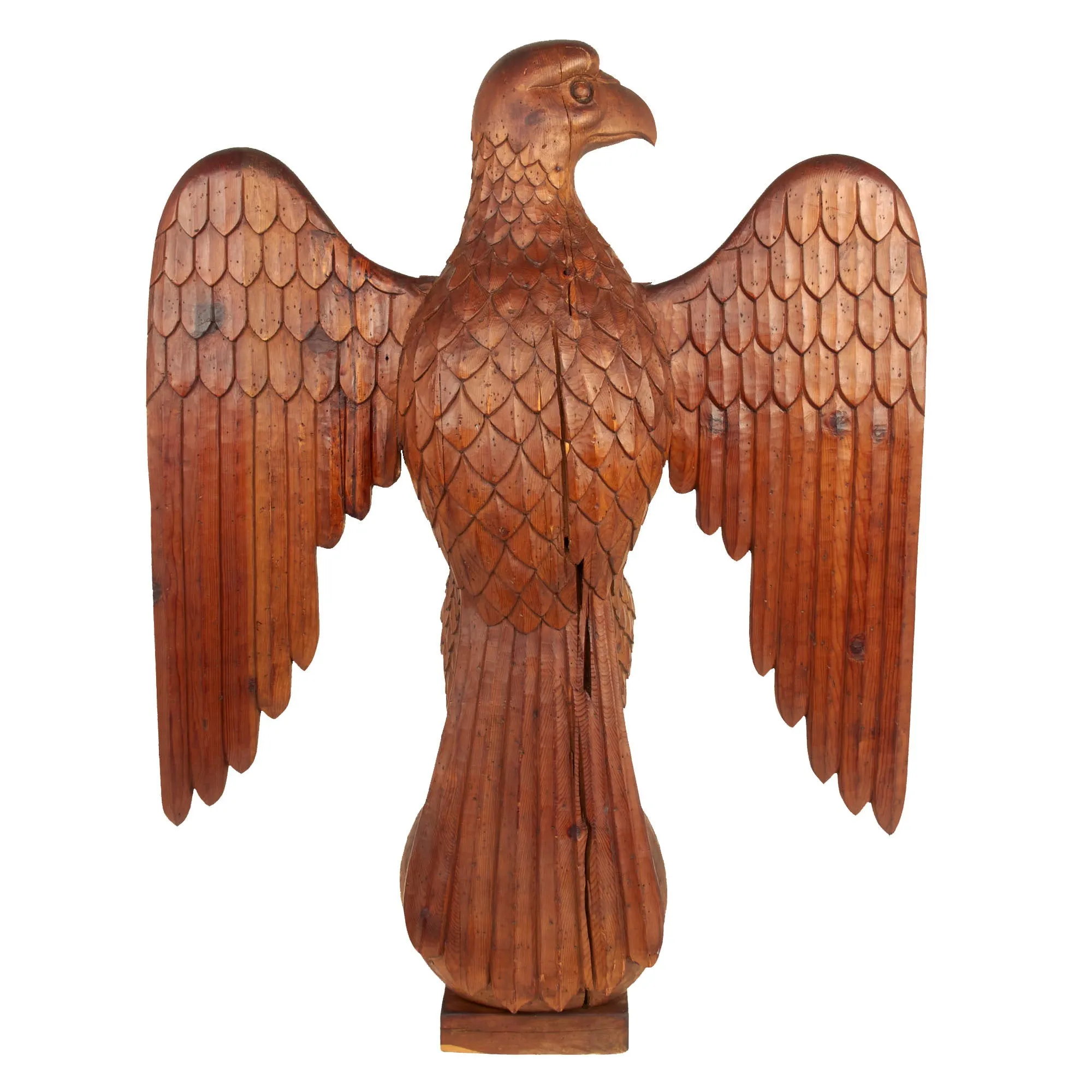 Original WWII German Army Eagle Carved Wooden Reichsadler- 43 Inches Tall