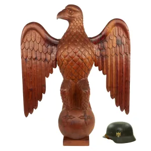 Original WWII German Army Eagle Carved Wooden Reichsadler- 43 Inches Tall
