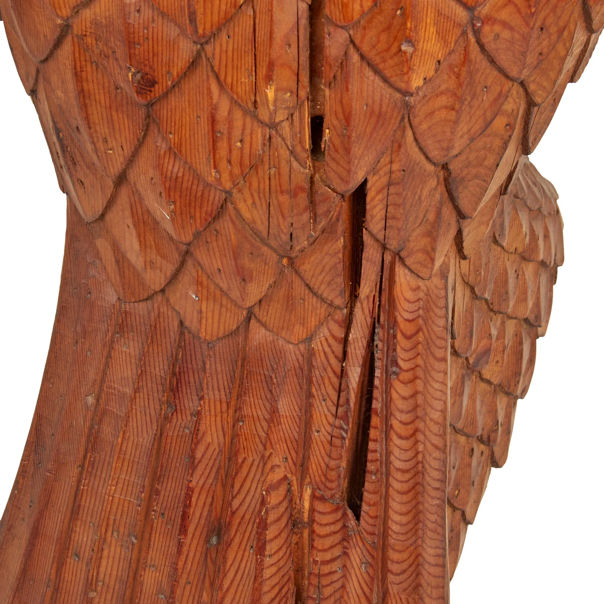 Original WWII German Army Eagle Carved Wooden Reichsadler- 43 Inches Tall
