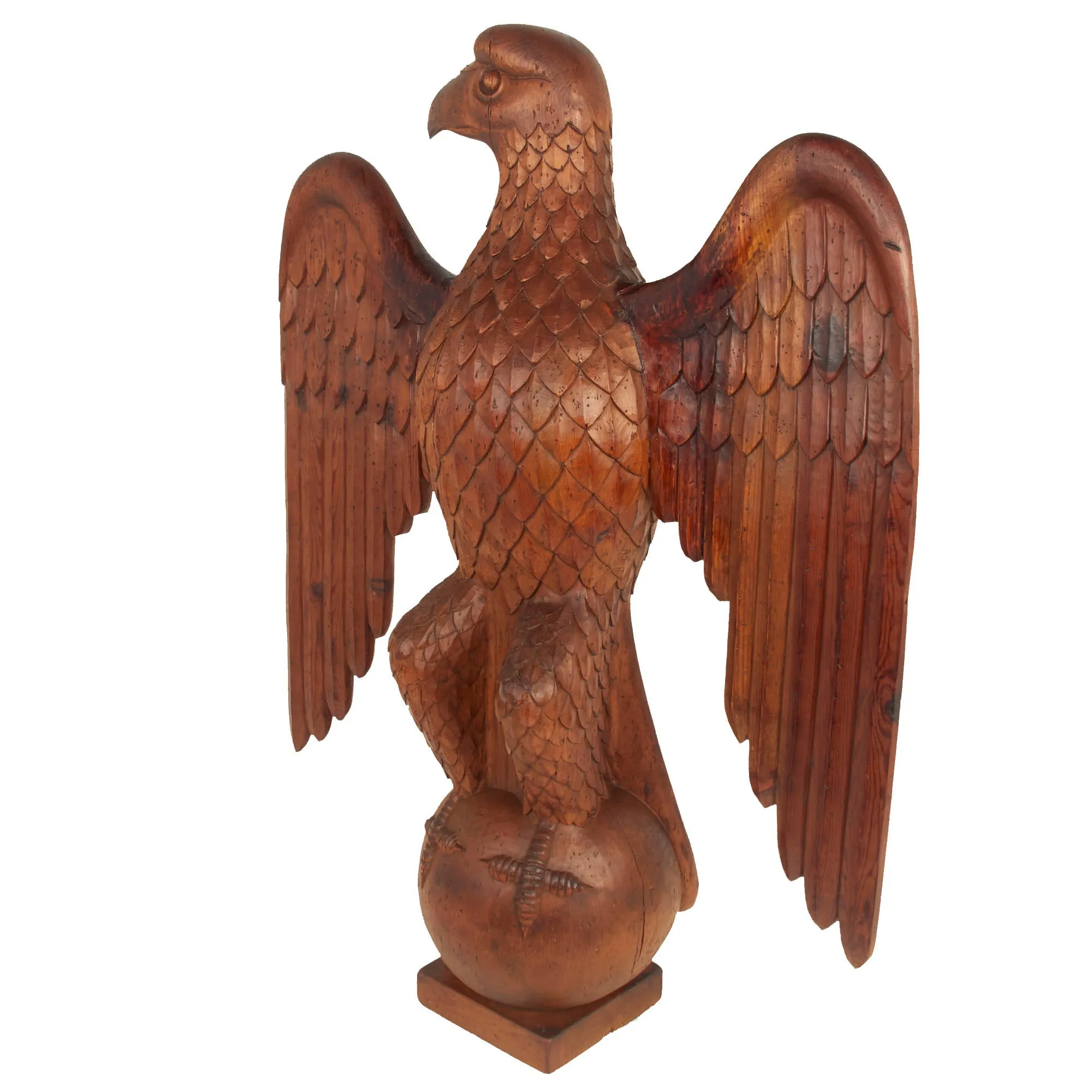 Original WWII German Army Eagle Carved Wooden Reichsadler- 43 Inches Tall