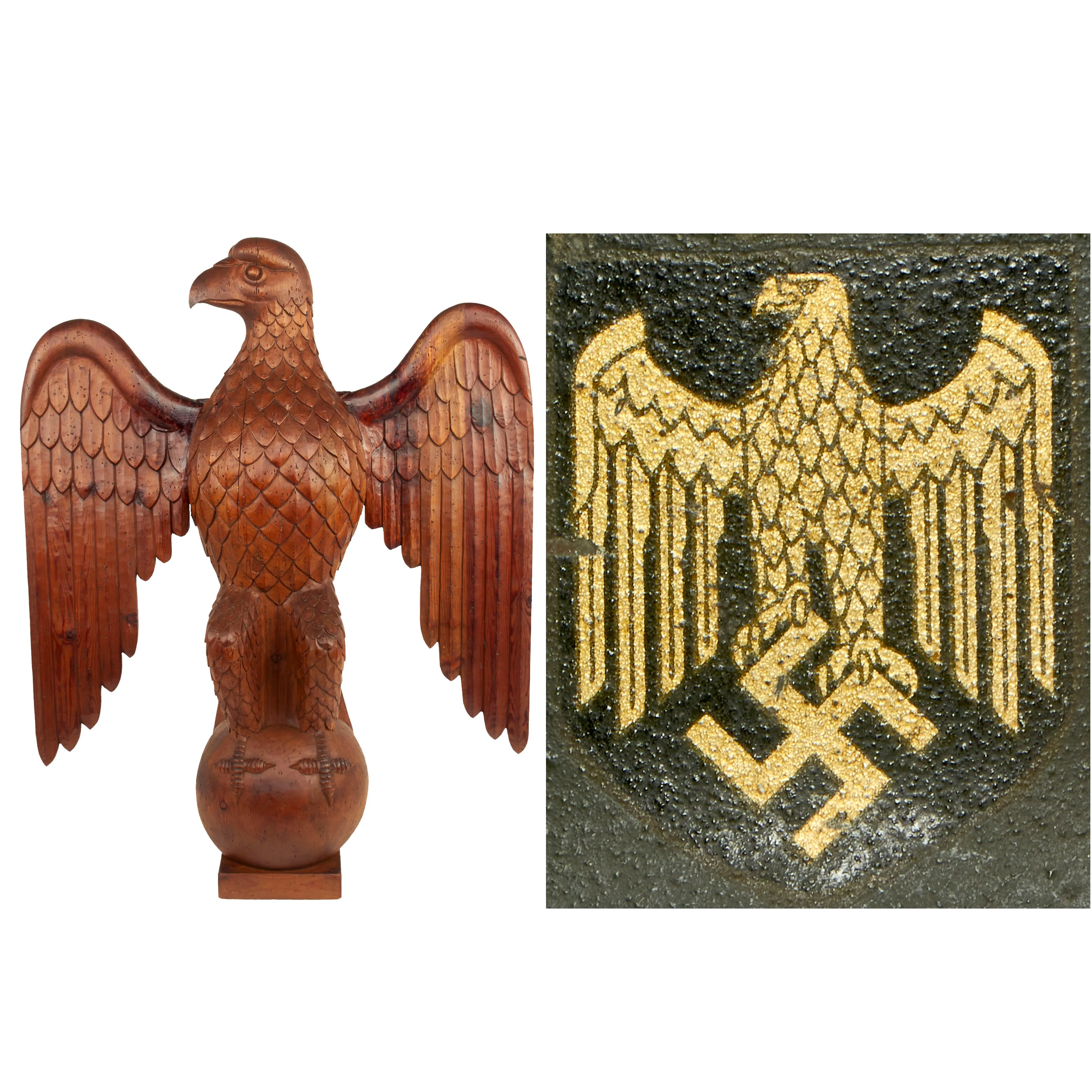 Original WWII German Army Eagle Carved Wooden Reichsadler- 43 Inches Tall