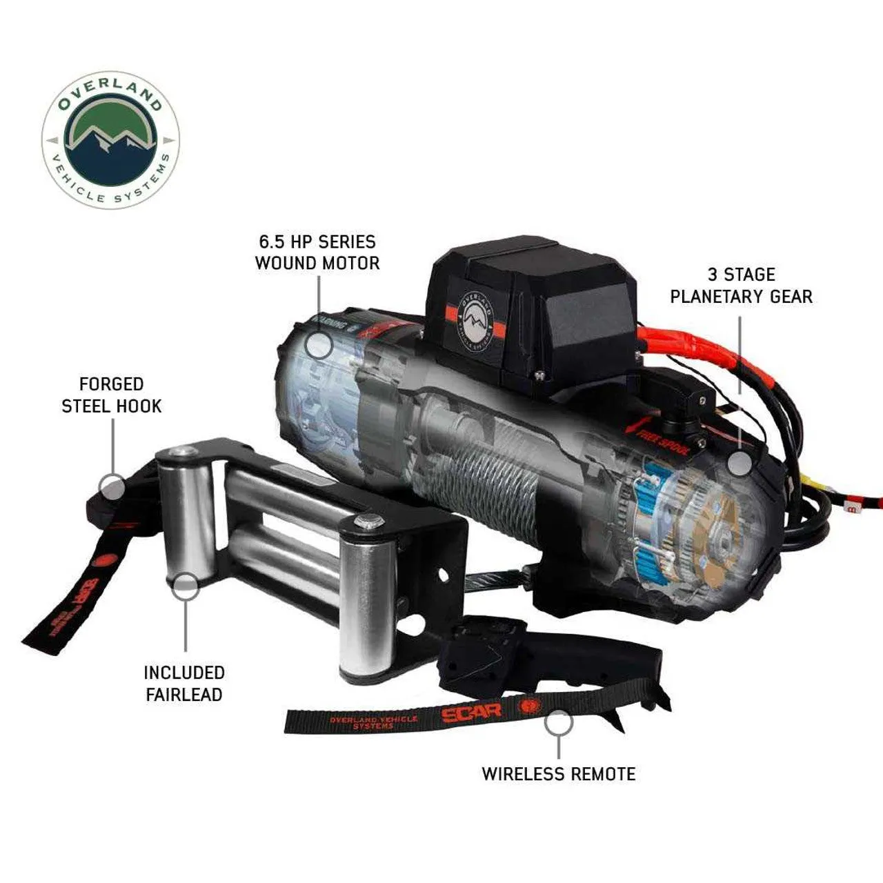 Overland Vehicle Systems Scar 12 Winch - 12,000 lb w/Steel Cable