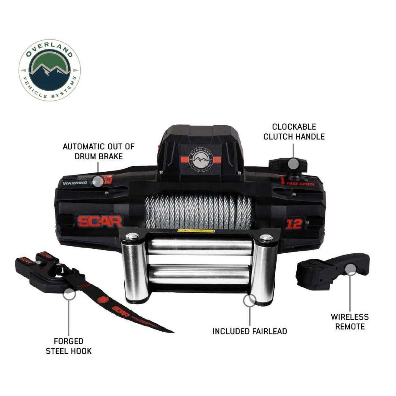 Overland Vehicle Systems Scar 12 Winch - 12,000 lb w/Steel Cable