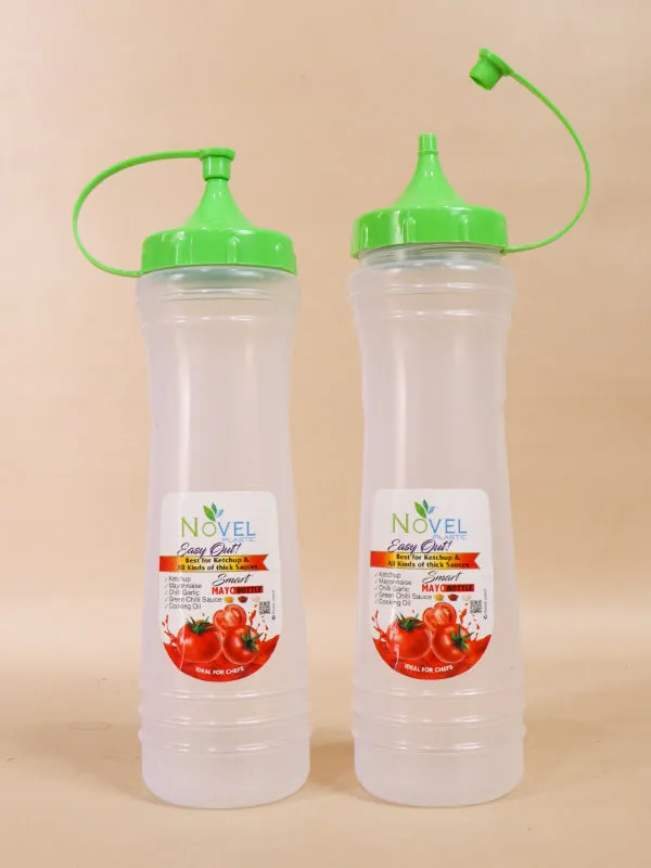 Pack Of 2 Green Novel Transparent Large Ketchup Bottle