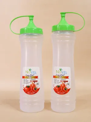 Pack Of 2 Green Novel Transparent Large Ketchup Bottle