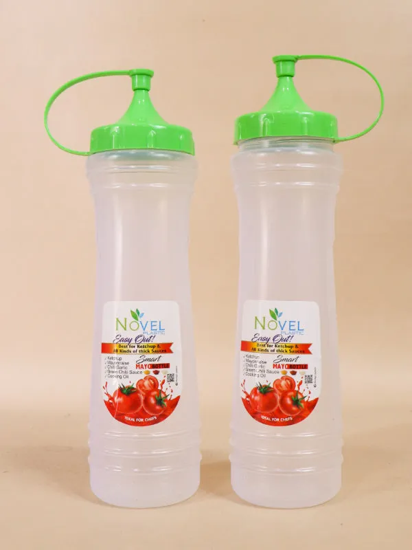 Pack Of 2 Green Novel Transparent Large Ketchup Bottle