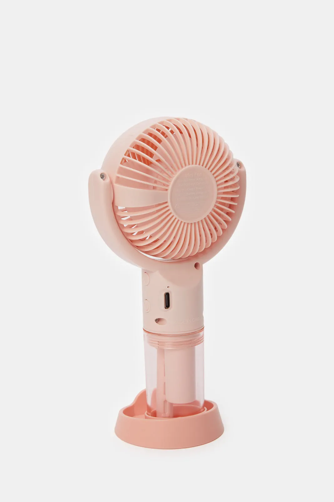 Pink Plain Handheld Misting Fan