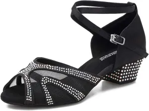 Rhinestones Ballroom Dance Shoes Women Latin Salsa Bachata Performance Dance Shoes Suede Sole Rhinestones Ballroom Dance Shoes Women Latin Salsa Bachata Performance Dance Shoes Suede Sole