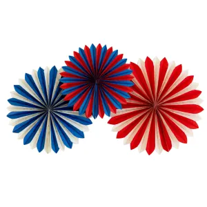 Tissue Party Fans in Red/White/Blue - Set of 3 Tissue Party Fans in Red/White/Blue - Set of 3