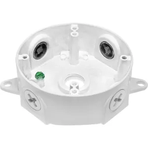 Weatherproof Round Box With No Cover, 3/4" Hole Size, White Finish