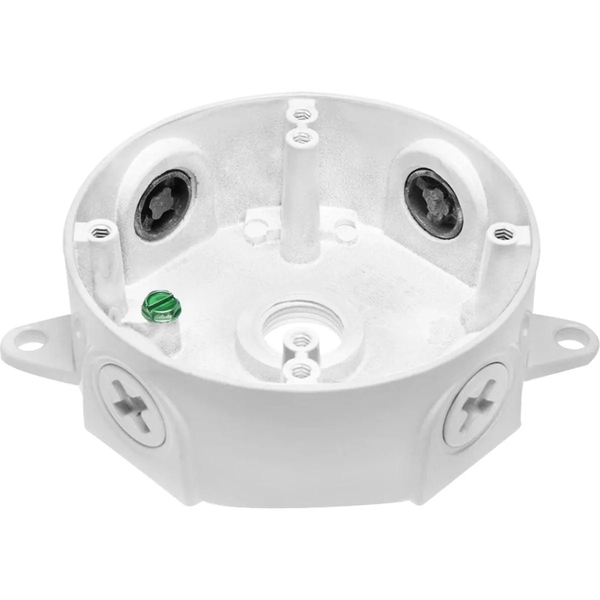 Weatherproof Round Box With No Cover, 3/4" Hole Size, White Finish